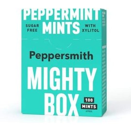 6 x Peppersmith English Xylitol Mints Mighty Box 100 Mints 60g