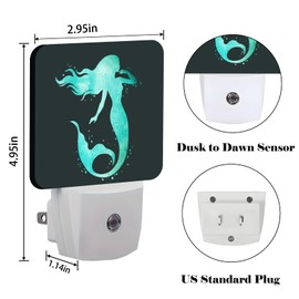 FSHVQKD Groovy Mermaid Night Light,Plug-in Nightlights Auto Sensor Night Lamp Dusk-to-Dawn Lamp Home Decor for Nursery Children Girls Boys