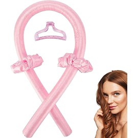 Curling Headband without Heat, with Hairpin, Soft Headband for Night Without Heat, Satin Rollers for Short and Long Hair, Curls Without Heat (Pink)