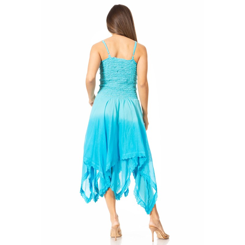 Sakkas 2058 - Ella Smocked Bodice Spaghetti Strap Double Layered