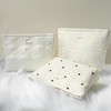 Sminra White Makeup Bag Small Nylon Cotton Quilted Cosmetic Makeup