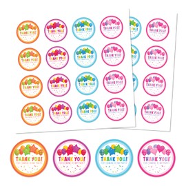 32 X 40mm Bright Thank You for Coming to My Party Stickers - 4 Colours Blue-Orange-Pink-Purple (32 Stickers) Ideal for Party Bags - Birthday Party Bag Fillers - Made in The UK