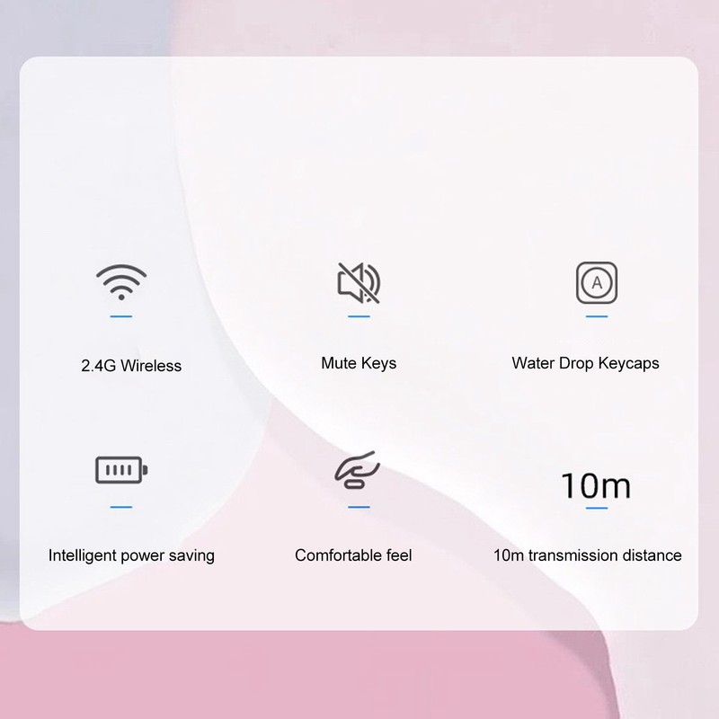 Wireless Keyboard Mouse Set Stylish Slim Round Keycaps Mute Ergonomic