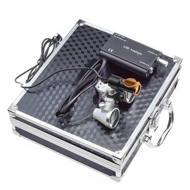 NSKI 3.5X Loupes Magnifying Glasses + 5W Lamp Belt Clip Type with Filter Aluminum Box (Black)