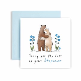 Huxters Sympathy Card for Stepmum Condolences Thinking of You Losing Your Stepmum Sending Hugging Bears Never Forgotten - 14.8cm (Stepmum)