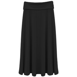 Baby'O Girl's Fold Over Waist Ankle Length Long Skirt Long Skirt (Black - X-Large)