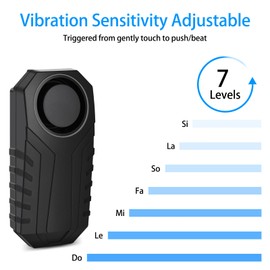 5Set Vibration Sensing Bike Alarm with Remote, 113db Loud Bicycle Alarm System Anti Theft, Wireless Motorcycle Alarm for Electric Bike Tricycle Mobility Scooter Vehicles Ebike for Cycling Security