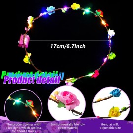 25 Coronas Flores Led Princesa Luz Multicolor Fiestas Bodas