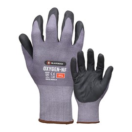 Blackrock Oxygen-NF Lightweight Flexible Safety Work Gloves Mens Womens, Nitrile Foam Coating Dry, Wet, Oily Grip, Stretch Fit Nylon, Ideal For Engineering, Home Improvement & Handling - Small, Grey