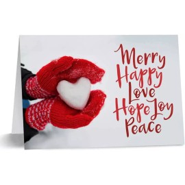 Canopy Street Tarjeta De Navidad Con Forma De Corazón Y Mitones Rojos, Jue