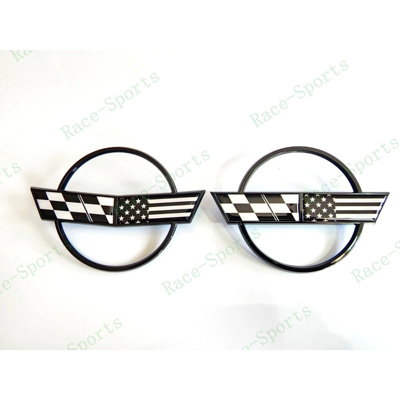 AUTO 2PC Black Front Nose Rear Gas Lid Cross US