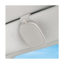 FALVFUN Sunglasses Holders for Car Visor, Magnetic Leather Eyeglass Hanger Clip, Automotive Interior Sun Visor Glasses Ticket Card Storage Organizer, Universal for SUV RV Truck (Gray)