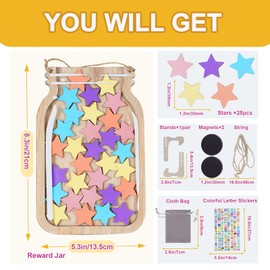 Reward Jar with Stars, LIUCONGBD Magnetic Reward Cards for Potty Training and Daily Chores Bedtime Classroom for Kids Boys Girls Kids Students Behavior