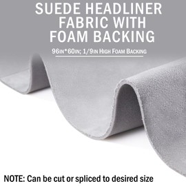 Kefly Light Gray Suede Headliner Fabric 96" L × 60" W with Foam Backing, Automotive Interior Auto Roof Replacement Material for Car, SUV, Boat, Pickup, Truck, RV, Home Repair
