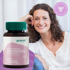 PRONAT | Resveratrol, Antioxidante, Suplemento Alimenticio, Selenio y Betacaroteno, 60 Cápsulas de 1200 mg