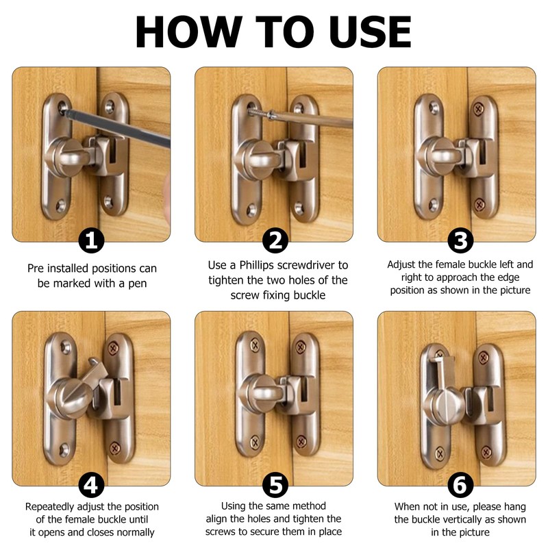 Sliding Door Locks, 90/180 Sliding Door Bolt for Sliding Doors,