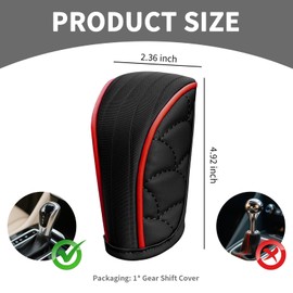 YGDMD 2026 Upgraded Car Gear Shift Cover with Zipper,Stylish Gear Shift Knob Cover for Car Decoration & Gears Lever Protection,Breathable Shifts Knob Covers for Most Vehicles (Black with Red Edges)