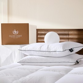 Pacific Coast Goose Feather and Down Bed Pillows Standard Size Set of 2, Pillows for Sleeping, Medium Supportive, Hotel Pillow for Side and Back Sleepers