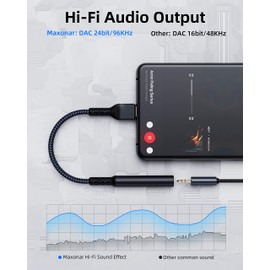 USB Type C Headphone Adapter, Maxonar Upgraded USB C to 3.5 mm Jack Dongle Digital to Analog Aux Audio Converter for Galaxy S22/S22+/S21 S20 Note 20 10 S10 S9 Pad Pro Pixel 5, Pad Mini 6-Grey