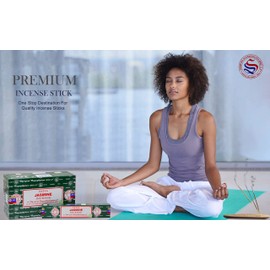 EARTH Satya Jasmine Incense Sticks 15 GMS (Pack of 12) (Green Certified) Indian Perfumed Hand Rolled Agarbatti Perfect for Worship,Relaxation, Medication.