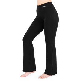 Nirlon Women's Bootcut Yoga Pants - Flare Leggings for Women Soft & Breathable Womens Yoga Pants Flared Regular & Plus Size Leggings for Women Wide Leg (16 30" Inseam, Black)