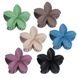 Kivzex Hawaiian Flower Hair Claw Clip for Women Girls 6 PCS Large Plumeria Flower Hair Clips for Thick Thin Hair Hawaii Hair Accessories - Matte 1