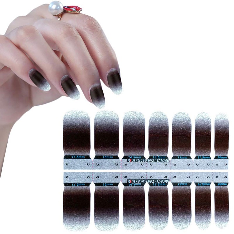 WOKOTO 8 Sheets Glitter Adhesive Nail Art Polish Stickers Tips