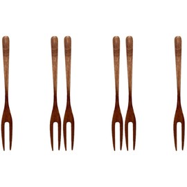 Kisangel 6 Pcs Wooden Fork Two Tooth Salad Forks Kids Dessert Forks Mini Food Pick Forks Cocktail Forks Tasting Forks Salad Appetizer Forks Delicate Lotus Tree Two-pronged Fork Child