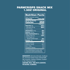 ParmCrisps Snack Mix – Original Cheese Parm Crisps and Nuts Snack, Made Simply with 100% Cheese Crisps, Almonds, Cashews, and Pistachios | Healthy High-Protein On-the-Go Snack, Low Carb, Gluten Free, Low Sugar | 1.5 oz (Pack of 6)