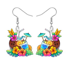 BAMAY Acrylic Funny Holiday Beach Earrings for Women Girls Hawaiian Summer Jewellery Beachy Gifts Crab Coconut Palm Tree Ocean Charms, Acrylic, No Gemstone