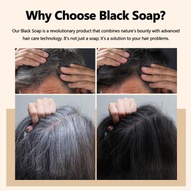 VAEYAE 2 Pcs Herbal Black Soap for Gray Hair Reverse, Fo Ti Castor Oil for Hair Darkening & Thickening, Men & Women Hair Growth Grey Cover Shampoo Bar, Natural Polygonum Multiforum Reducing Hair Loss