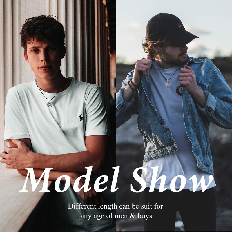 Odinstone Silver Necklace for Men S925 Sterling Silver Mens Leather