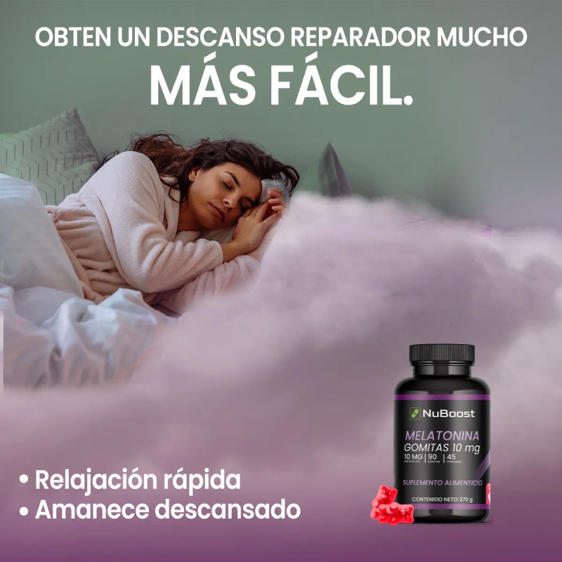 Melatonina Nuboost Descanso & Relajación 90 Gomitas 10mg