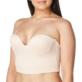 Carnival Women's Low Plunge Backless Seamless Molded Longline Bra, Nude, 32C