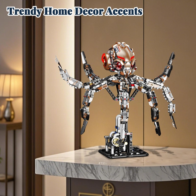honchoes Mechanical Octopus Building Set, Sea Animal Collection with Light