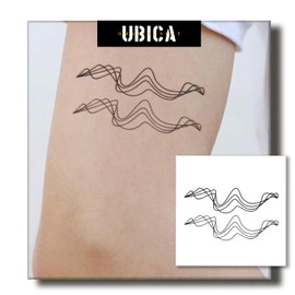 UBICA Temporary Tattoos Adult, 2 Sheets Fake Tattoos, Realistic And Long-Lasting Non-Reflective, Waterproof For 1-2 Weeks, Wave Tattoo With Personality Display 3x3in