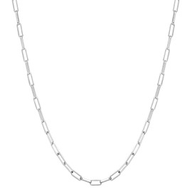 925 Sterling Silver Paperclip Chain Necklace,paperclip chain, Men Women, Made In Italy, Fine Trend Jewelry Silver and Yellow Gold 3MM 3.75MM 4.5MM 18-30, Metal