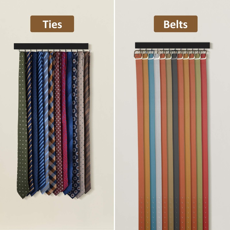 ZEDODIER 2 Pack Wodden Tie Hanger Wall Mounted, Space Saving