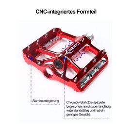 INBIKE Flat Bicycle Pedals CNC-Cut 9/16 Inch Axle Diameter Bicycle Pedals Made of Aluminium Alloy 3 Sealed Bearings Black Red Blue Choice of, red