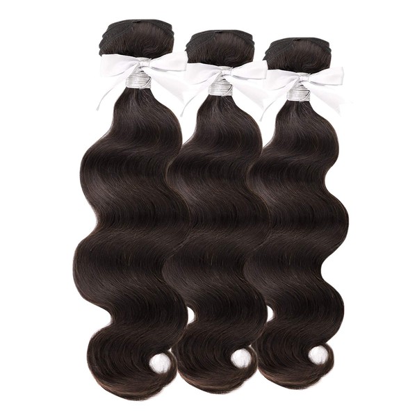 The Queen Hair 100% Virgin Remy Human Hair Unprocessed Bundle Hair Weave 12A Body Wave 3Pcs [NATURAL] (14"+16"+18")