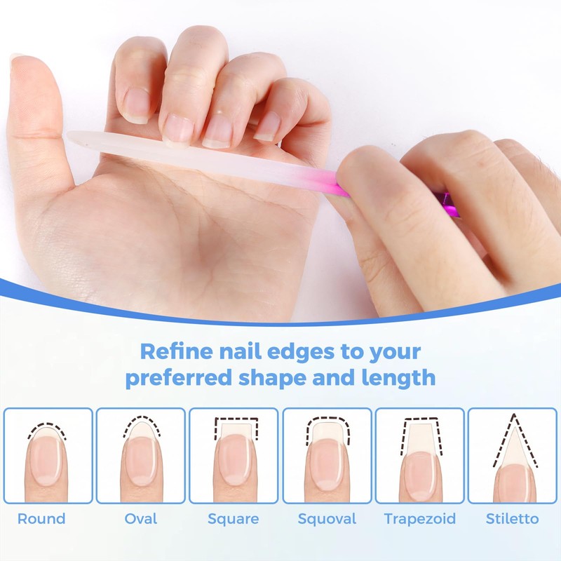 SIUSIO 40 Pack Professional Czech Crystal Glass Nail Files Double