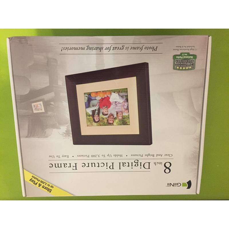 Giinii 8" Digital LCD Photo Frame, Brown