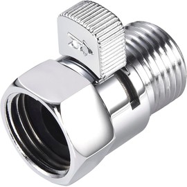 Chrome Water Flow Control Valve, G1/2" Shower Head Flow Control Valve, Brass Shut Off Valve for Handheld Shower, Water Pressure Regulator Replacement for Shower System