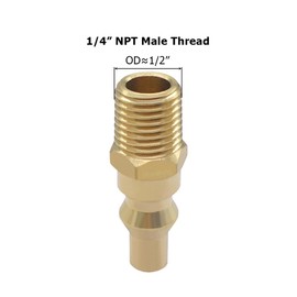 Hooshing Propane Gas Quick Connect Adapter Brass Fitting 1/4" NPT Male Full Flow Male Plug Kit for RV Portable BBQ