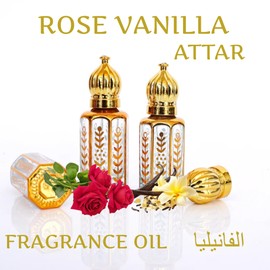 Equivalence Equivalence Vanilla ????????? Fragrance Oil Roll-on Perfume, Attar Bottle Deluxe 10ml -Alcohol Free (0.34 Fl Oz (Pack of 1), ROSE VANILLA)