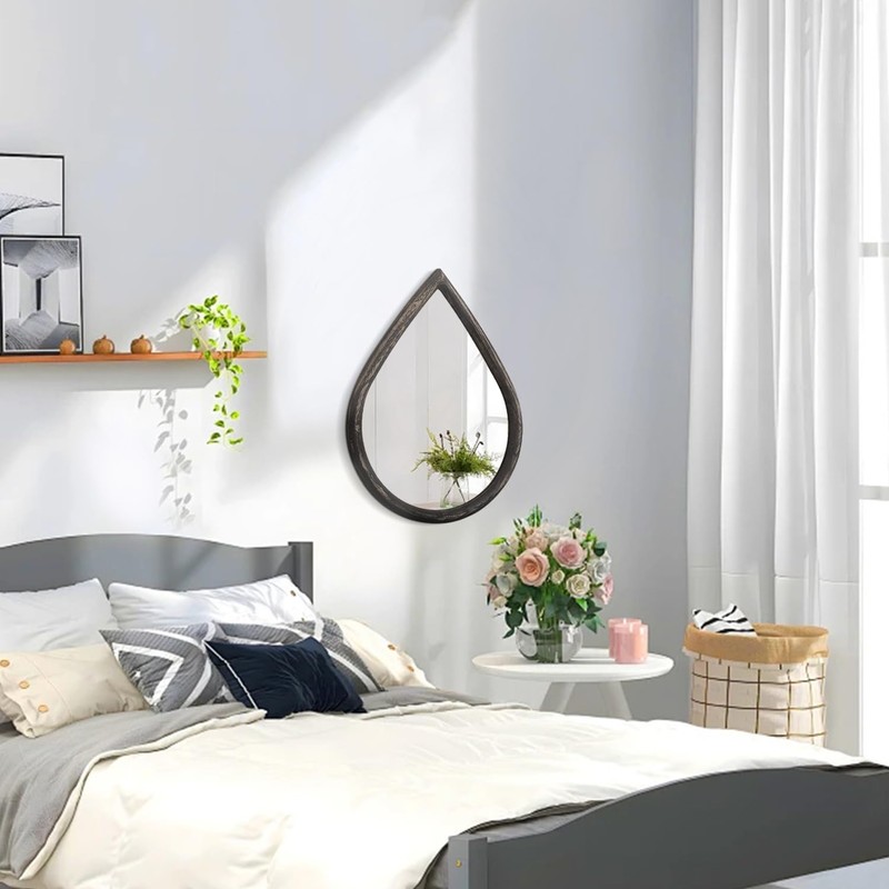 FEUFOAM Irregular Wall Mirror Small Wood Frame Wall Mounted Mirrors