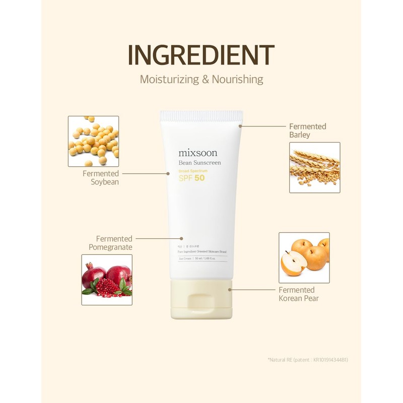 mixsoon Bean Sunscreen-Lightweight Airy Texture SPF 50 Korean Sunscreen for