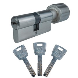 FELGNER Dolomit Knob Cylinder | High-Quality Lock Cylinder Profile Cylinder Door Cylinder with Round Knob | Drill Protection + Pull Protection + Break Protection | Includes 3 Keys and Security Card -