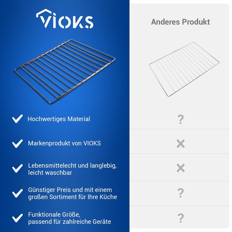 VIOKS Oven Grate Extendible 350/520 mm x 320 mm Stainless
