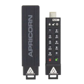 Apricorn 16GB Aegis Secure Key 3 NXC 256-Bit Hardware-Encrypted USB 3.2 Type C Flash Drive, FIPS 140-2 Level 3 Validated (ASK3-NXC-16GB), Black